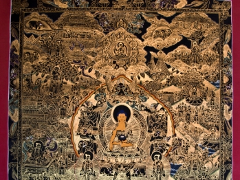Буддистская тханка "История жизни Будды" (холст 66 * 50 см)