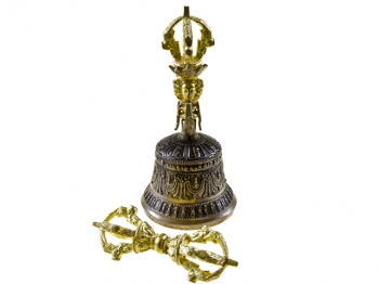Буддистский ритуальный колокольчик с ваджрой (h = 15 см, d = 7 см)