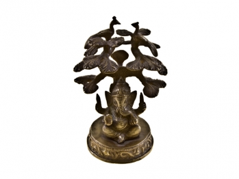 Статуэтка Ганеши под деревом с павлинами (h = 16 см)